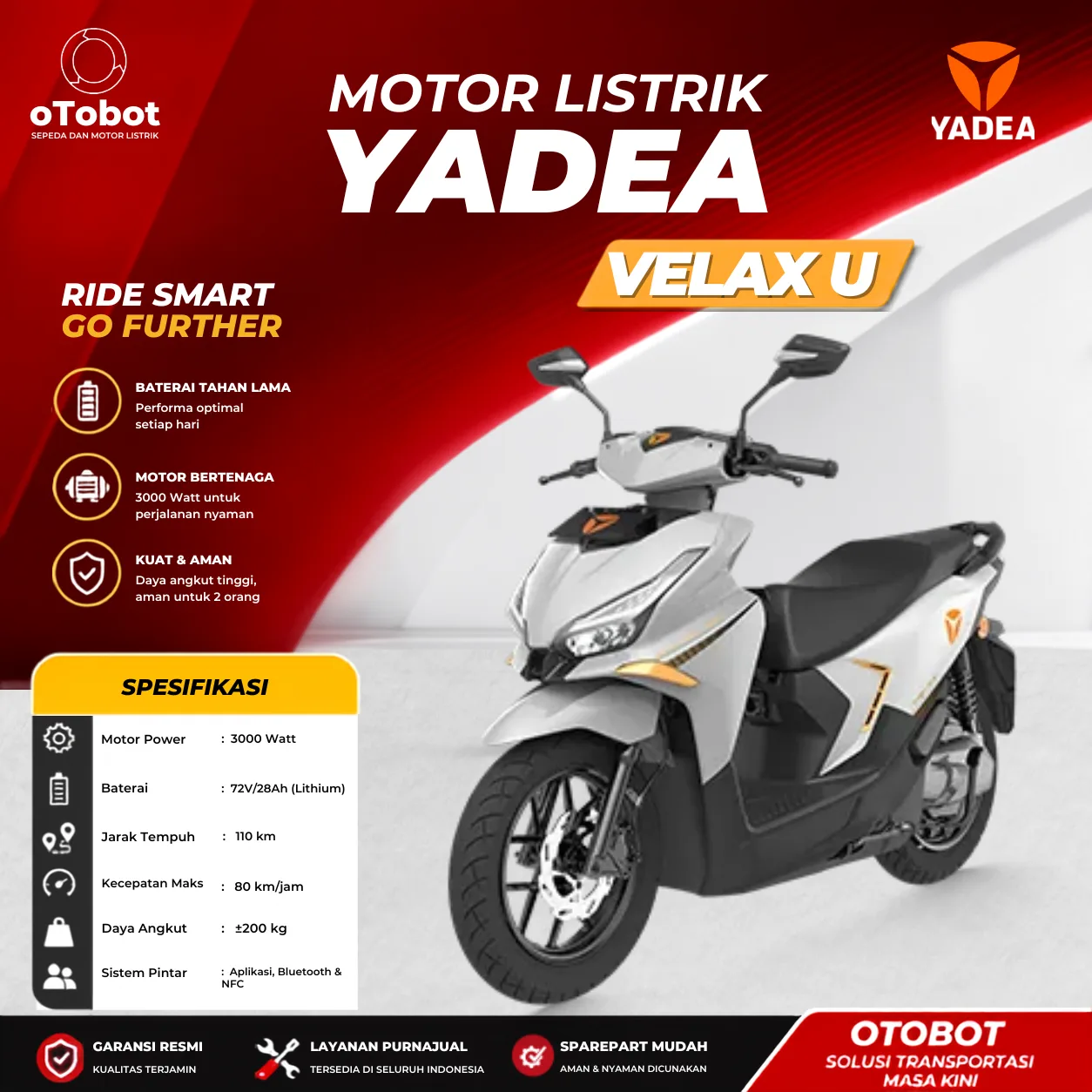 MOTOR LISTRIK YADEA VELAX U (LITH)