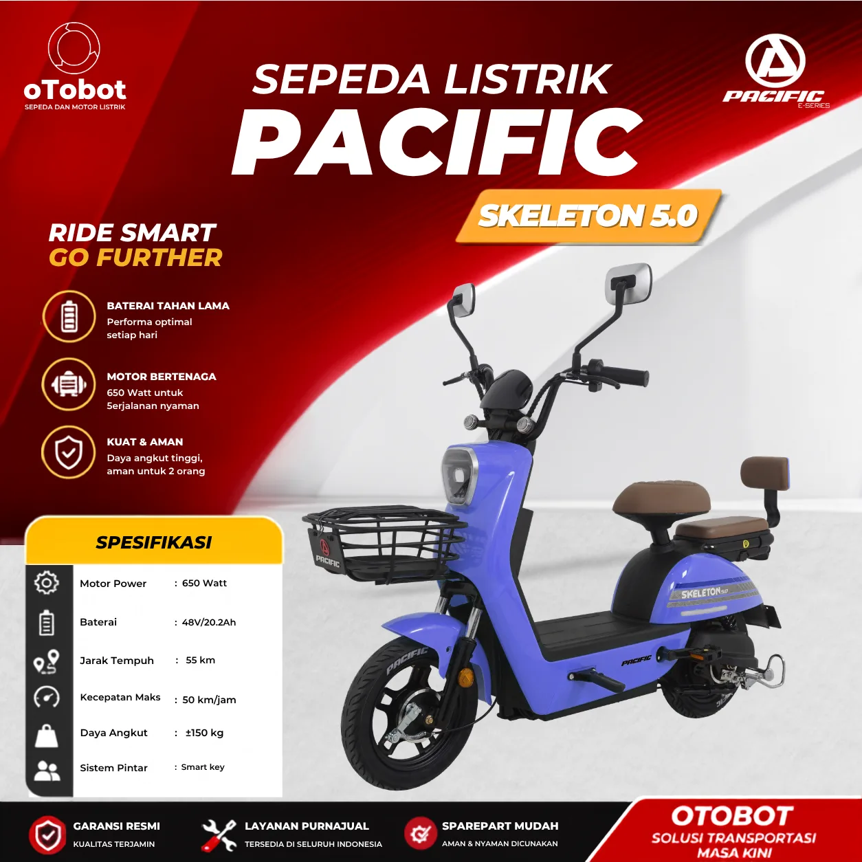 SEPEDA LISTRIK PACIFIC SKELETON 5.0