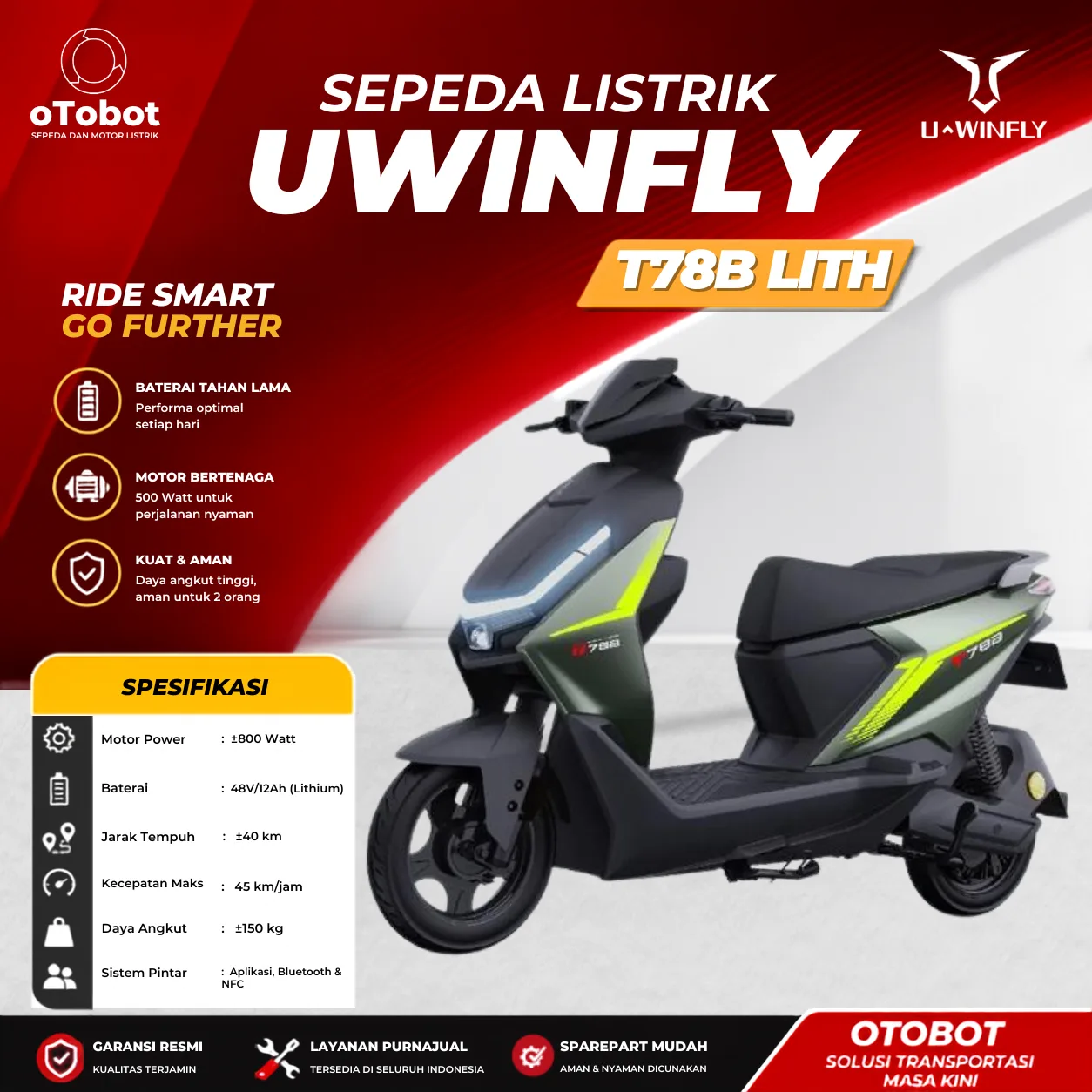 SEPEDA LISTRIK UWINFLY T78B (LITH)