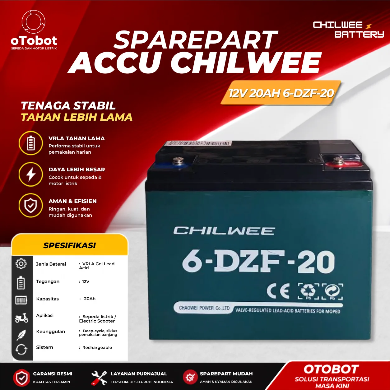 ACCU CHILWEE 12V 20AH 6-DZF-20