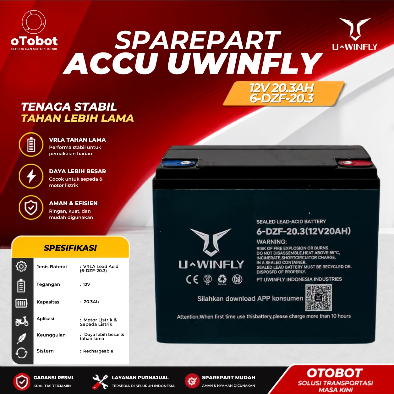 ACCU UWINFLY 12V 20.3AH 6-DZF-20.3