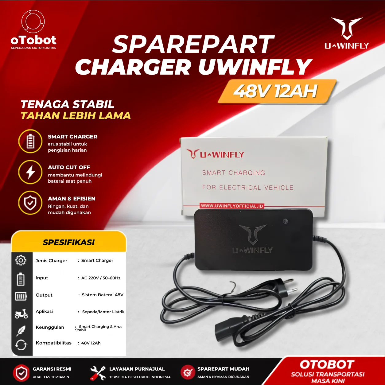 CHARGER UWINFLY 48V 12AH FML
